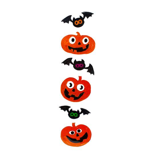 Glittered Jack-O-Lantern & Bats Halloween Gel Window Clings